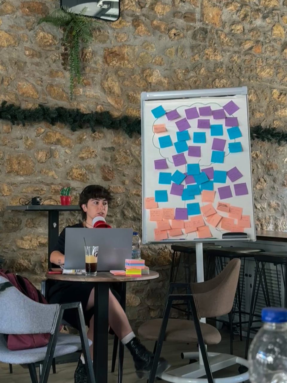 Facilitation with sticky notes during the mobility in Greece