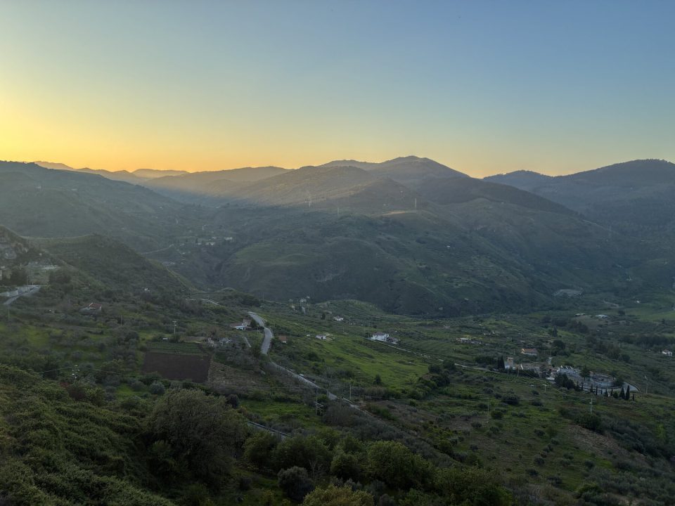 The hills around the town